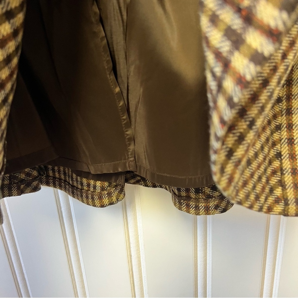 Talbots Wool Plaid Skirt Size 10 NWT Brown Tweed A-Line Flare Lined Classic - Picture 4 of 9
